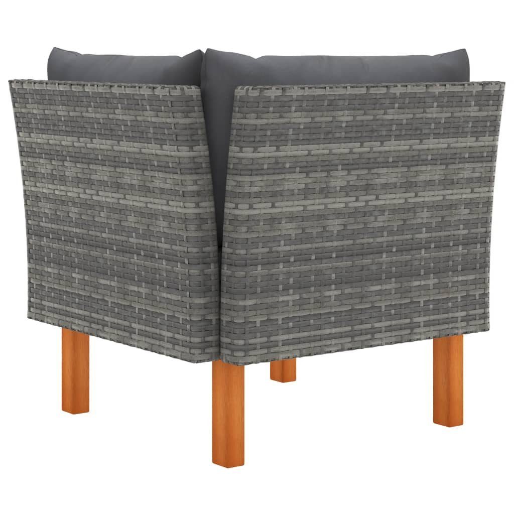 vidaXL Loungesofa 3-tlg. Garten-Lounge-Set Poly Rattan und Eukalyptus Massivholz, 1 Teile