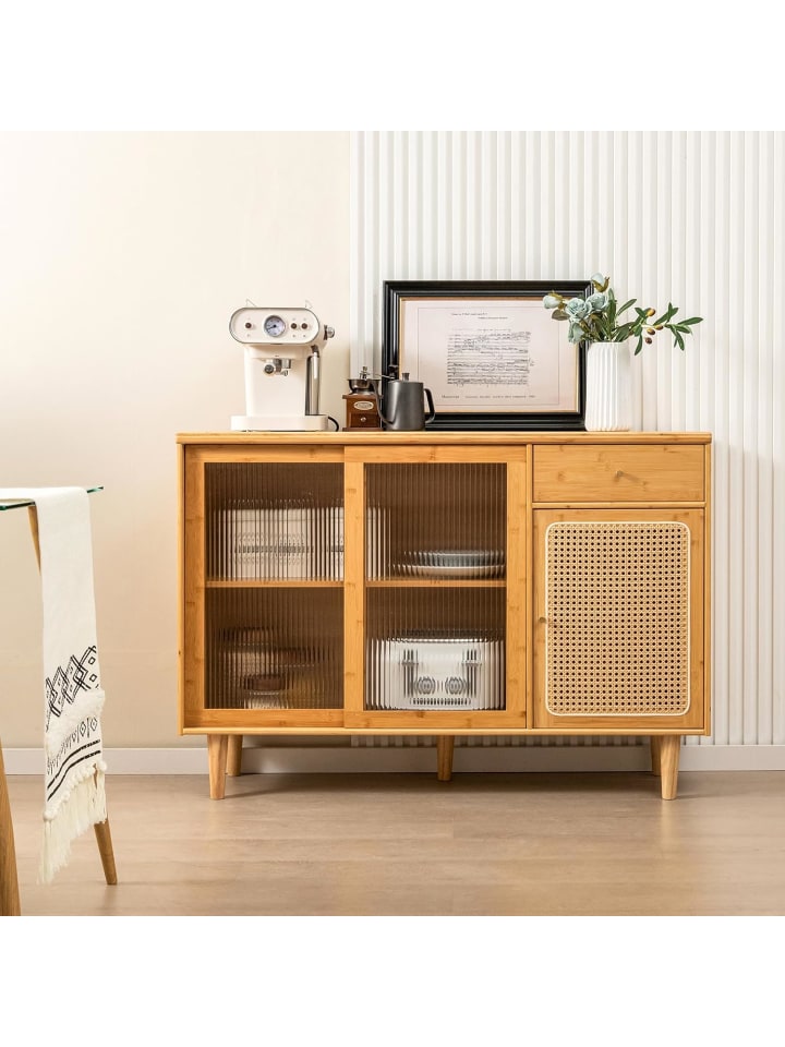 COSTWAY Buffetschrank Bambus 120 x 35 x 83 cm in Hellbraun günstig kaufen onesize