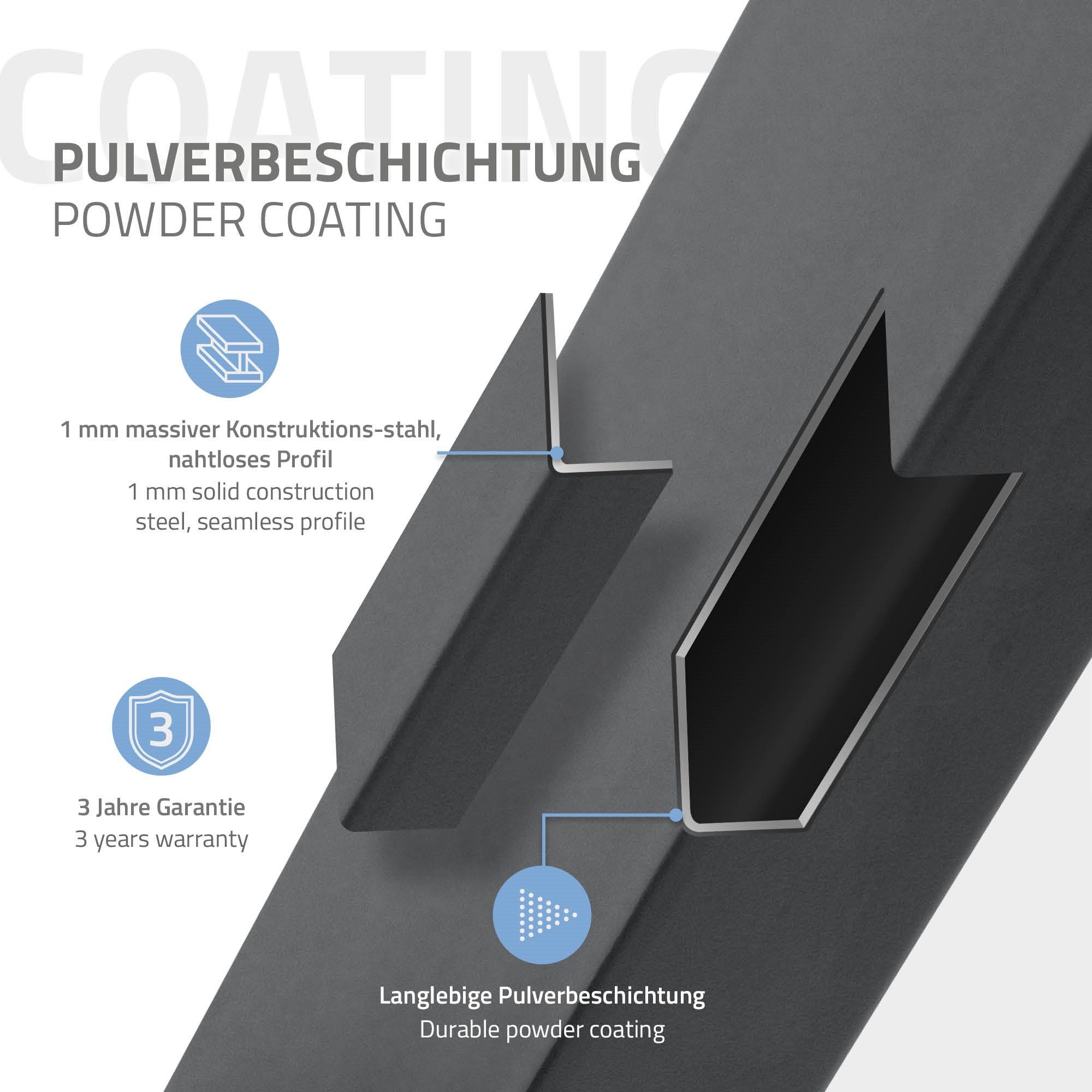 ECD Germany Tischbein Tischkufen Tischuntergestell Tischgestell Möbelfüße, 2er Set 40x43cm Dunkelgrau Stahl Industriedesign