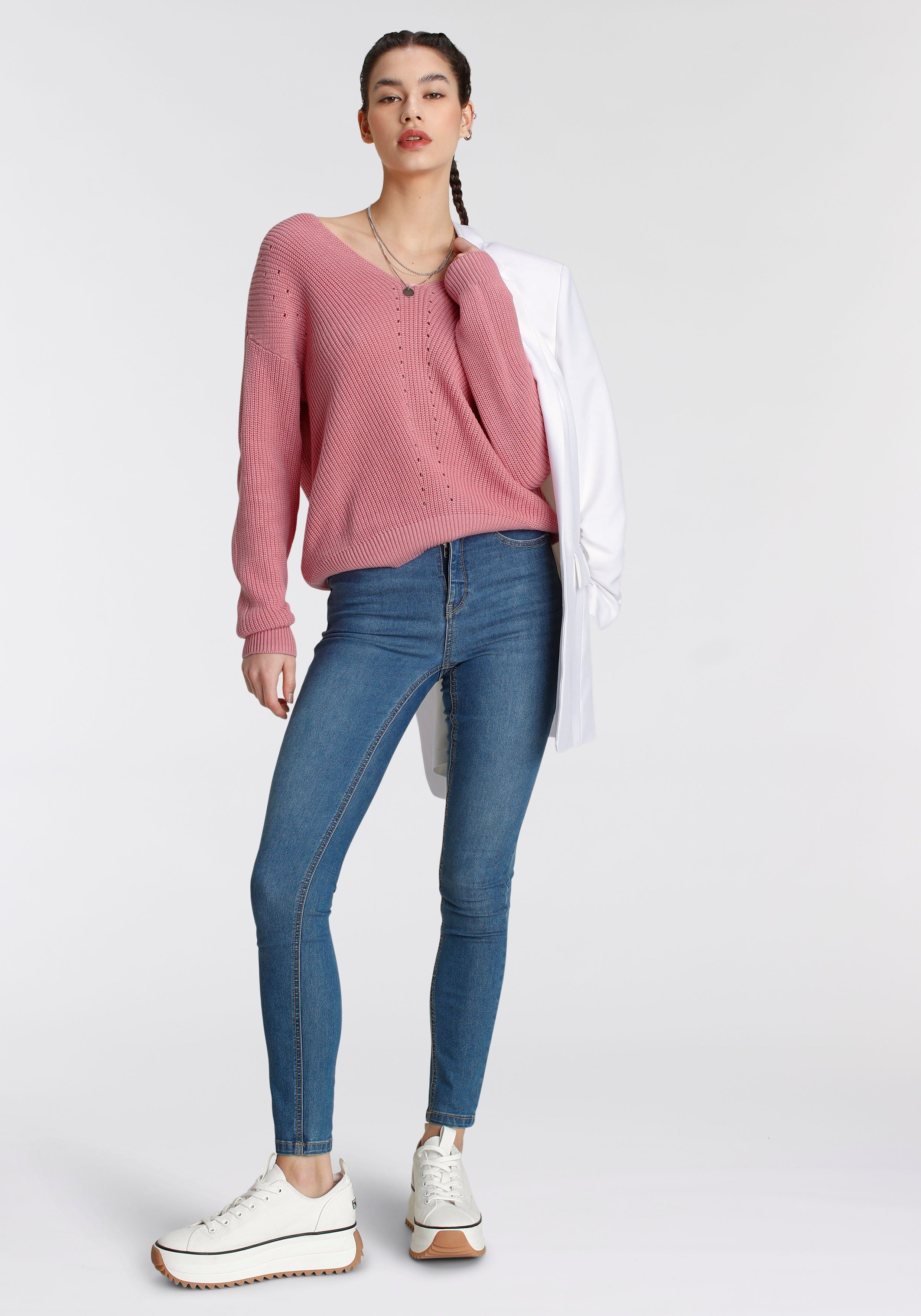Tamaris Ajourpullover mit feinem Ajourstrickmuster