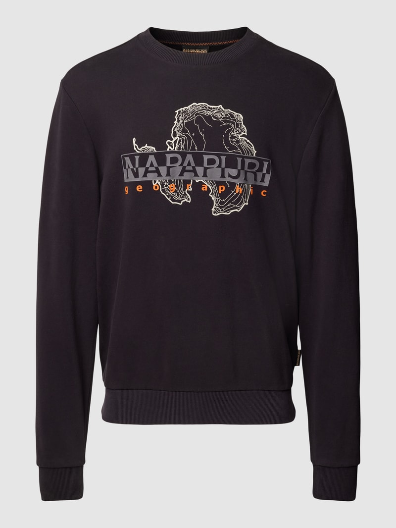 Sweatshirt mit Label-Print in schwarz