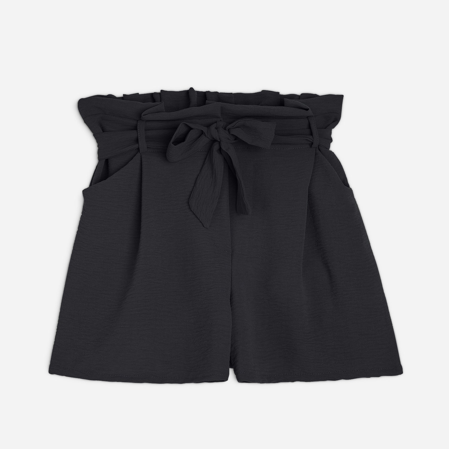 Short TEXTO noir fluide ceinturé