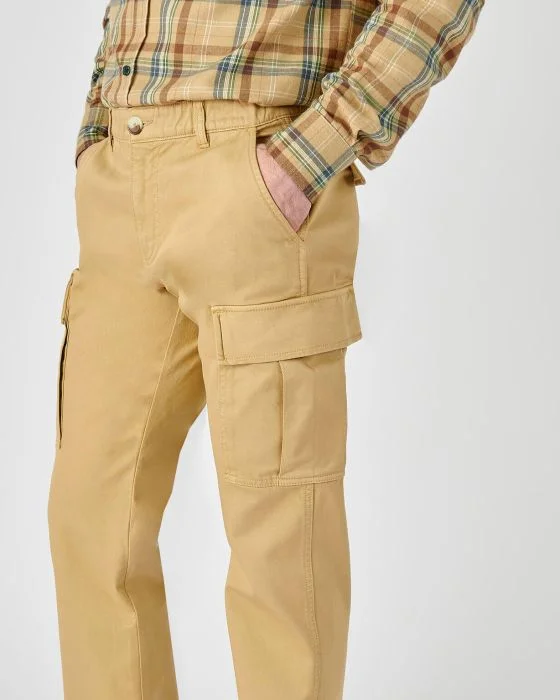 Pantalon forme cargo toile natté