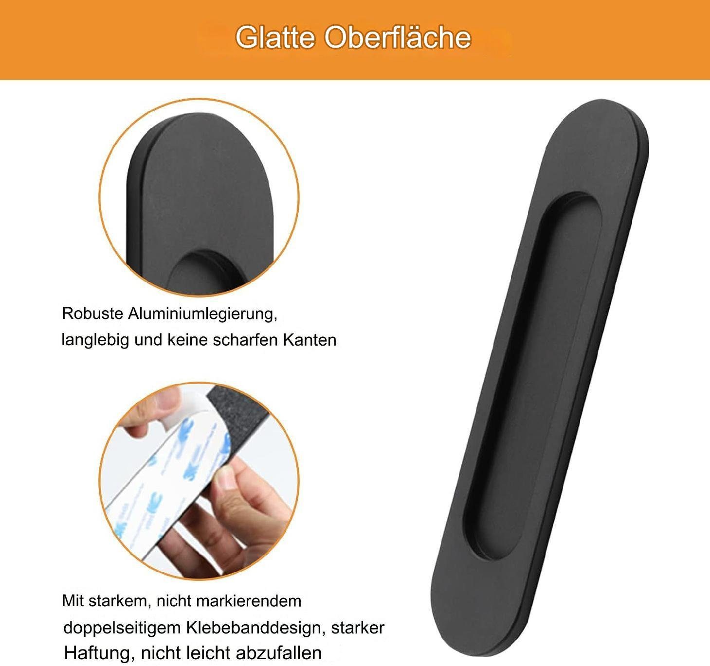 Fokelyi Schiebetür 2 Stück Selbstklebende rechteckige Schiebetürgriffe, bündiger Zug