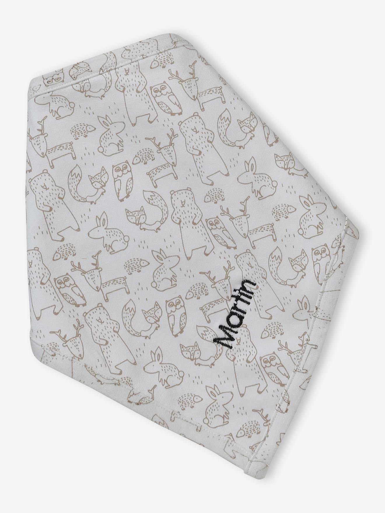 Ensemble bonnet + moufles + foulard + sac bébé imprimé personnalisable taupe