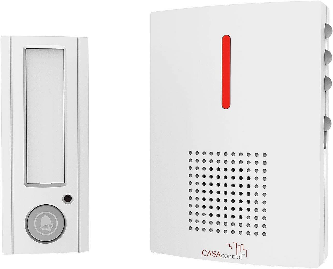 CASAcontrol Funk-Türgong FTK-120 Funkgong Funk-Türklingel mit Licht- & Ton-Signal, 434, weiß 3 Signal-Modi: nur Ton oder Licht sowie Licht und Ton gleichzeitig