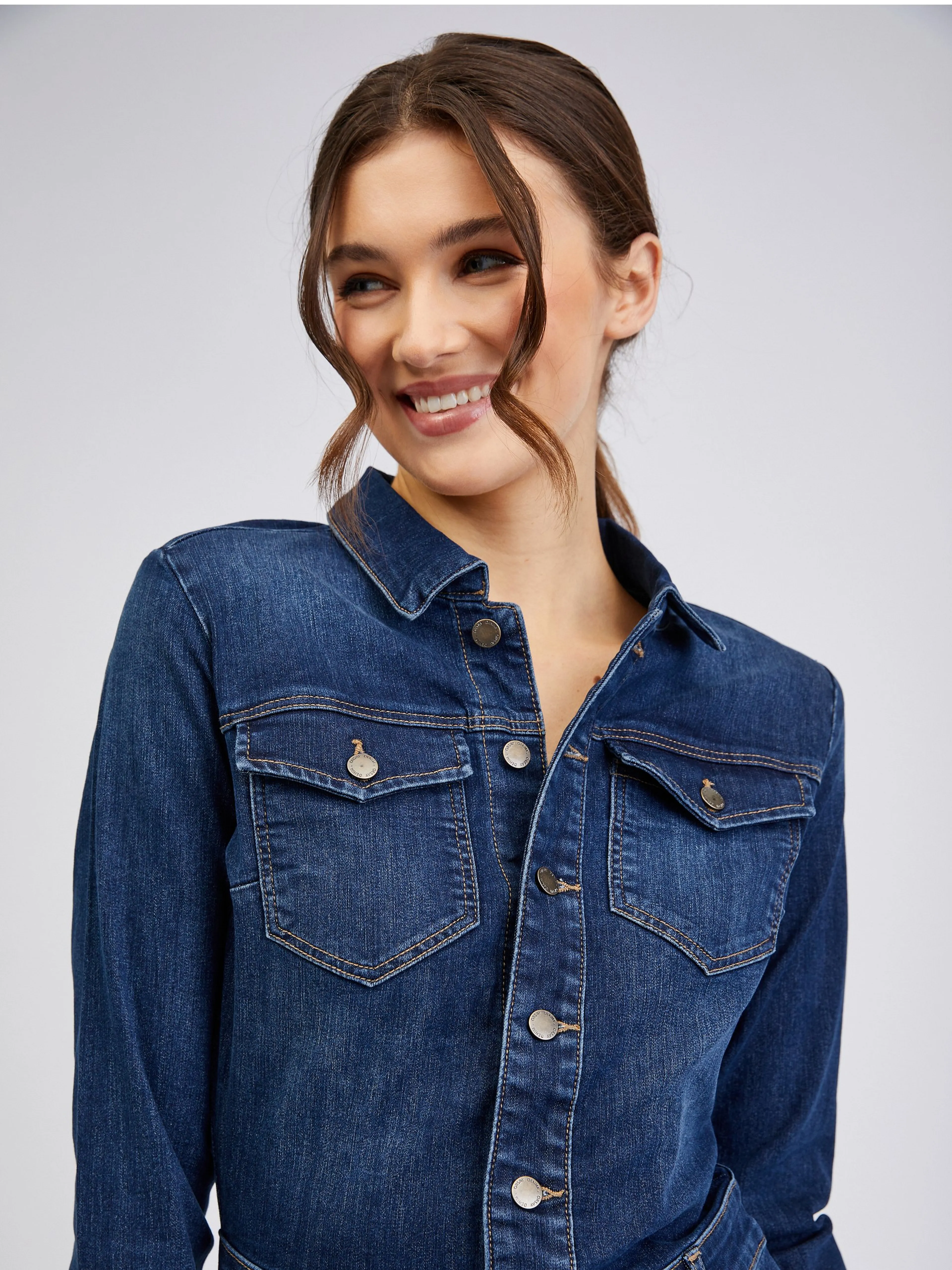 Dunkelblaues Damen-Denim-Kleid ORSAY
