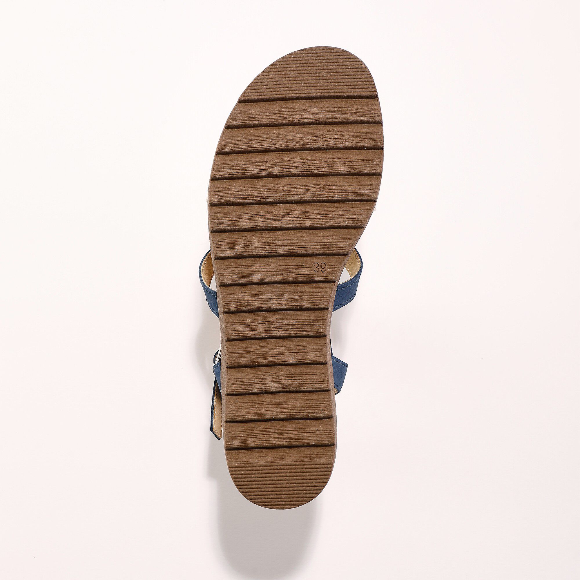 Sandales compensées cuir bi-matière