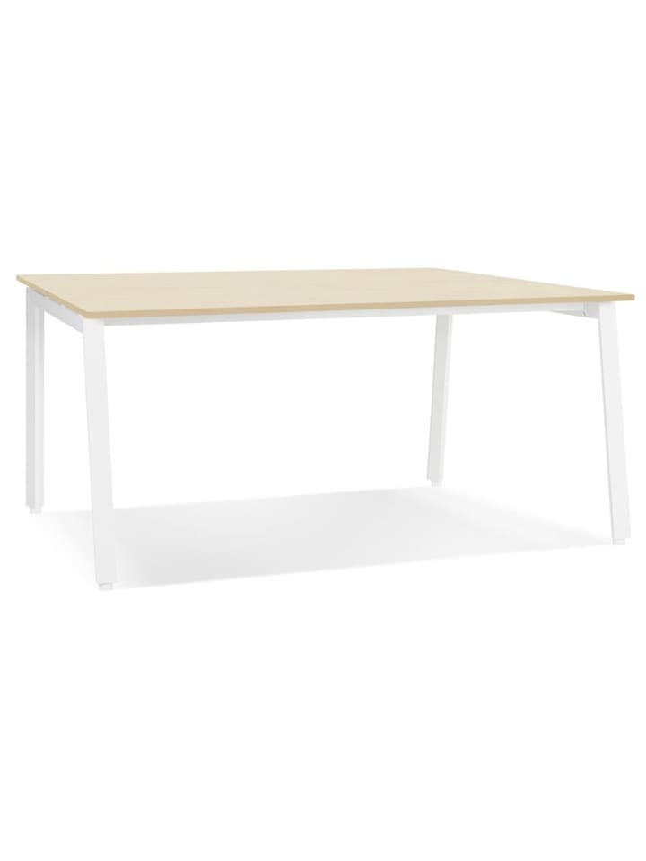 KADIMA DESIGN Schreibtisch MDF & Metall, Homeoffice kompakt, 140x140 cm in Beige-Weiß günstig kaufen