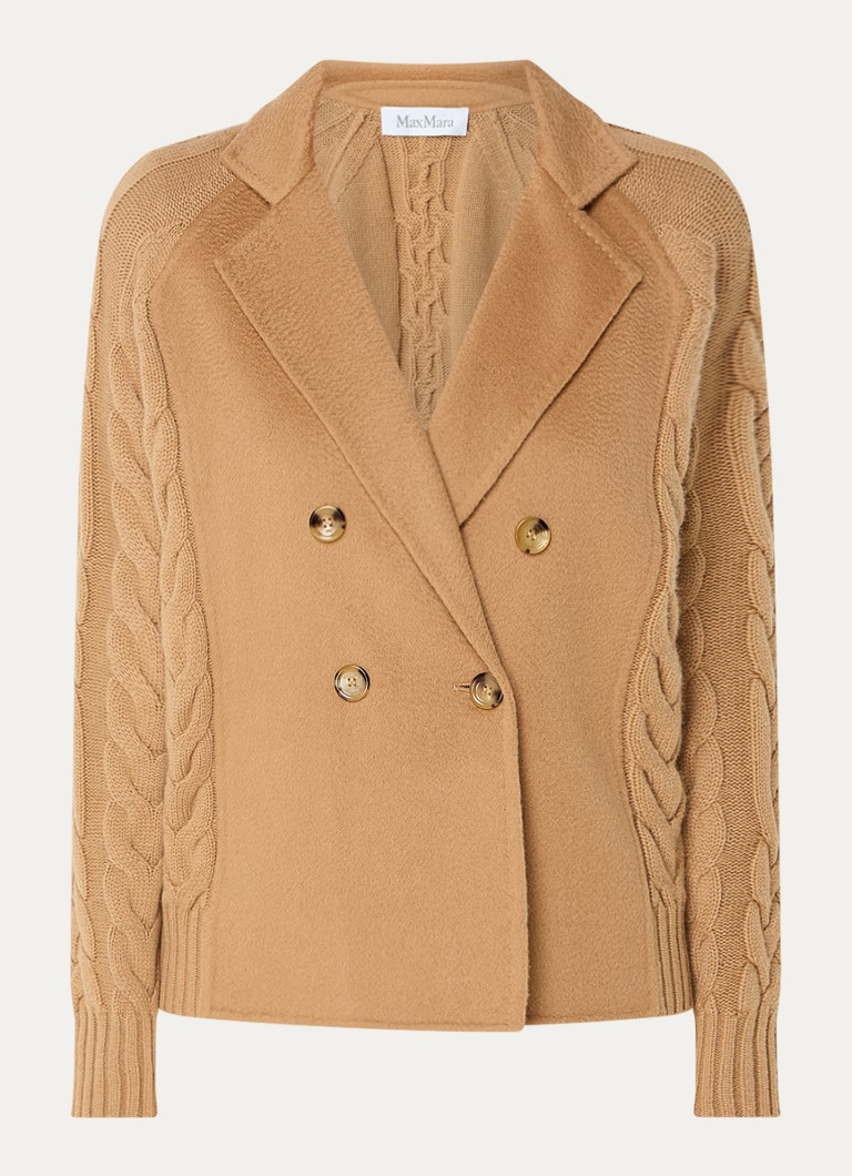 Cardigan MaxMara tricotat cu împletituri din cașmir.