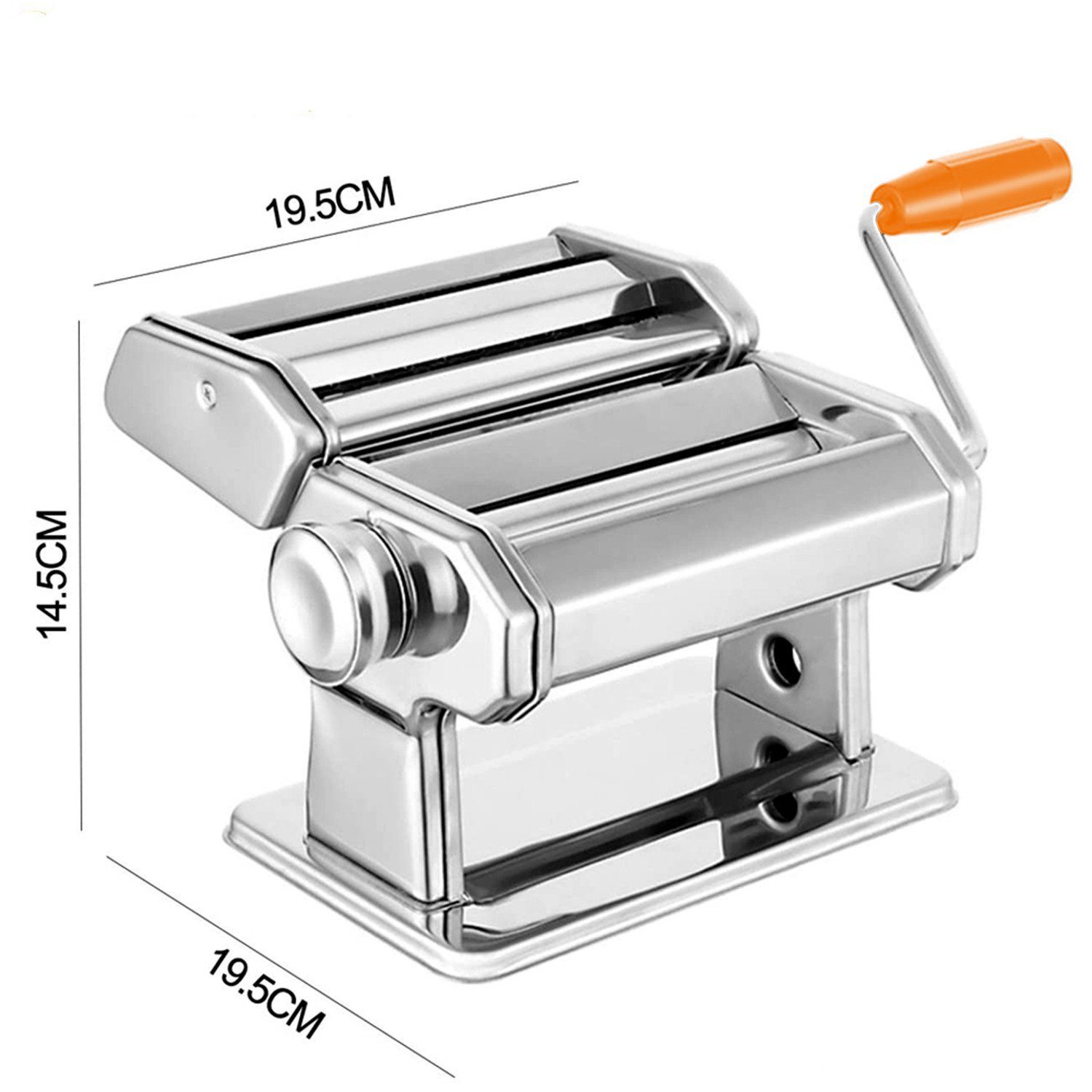 Clanmacy Nudelmaschine Edelstahl Pasta Maker, 7 Einstellbare Dicke, Pastamaschine mit 2 Schneiden, für Spaghetti Lasagne Nudeln