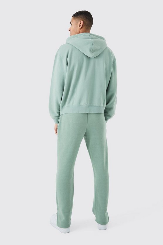 Oversized Boxy Zip Through Washed Hoodie