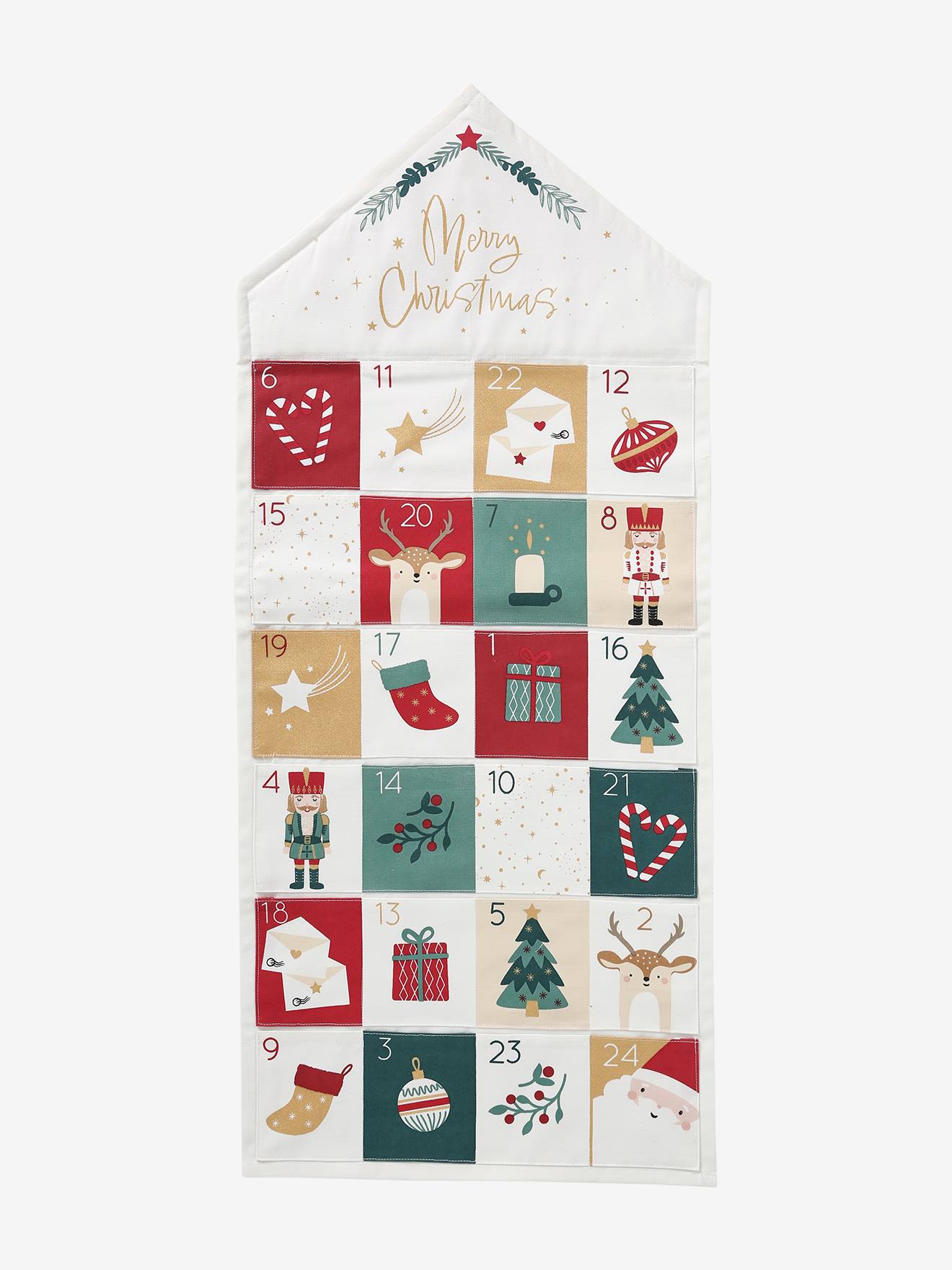 Calendrier de l'Avent Merry Christmas écru