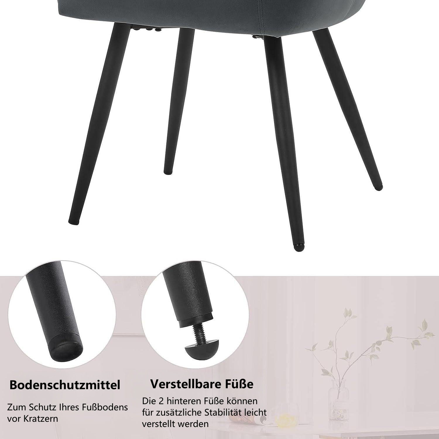 Woltu 4-Fußstuhl (Set, 6 St), mit Armlehnen Rückenlehne Metallbeinen