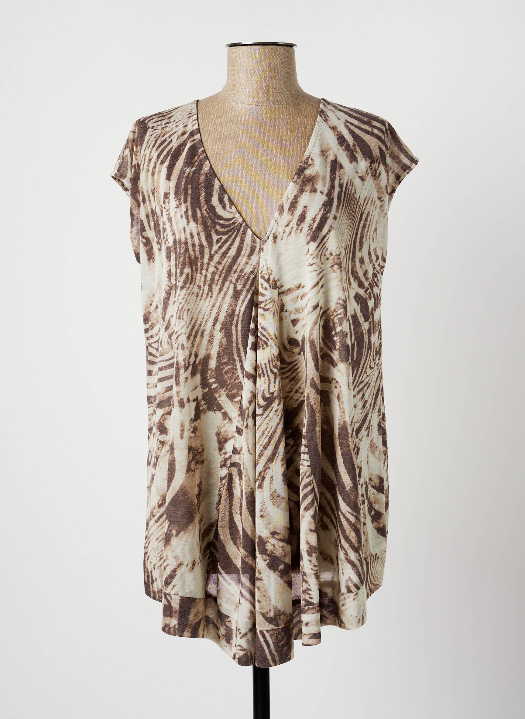 Lauren Vidal Tuniquemanchecourte Femme couleur marron
