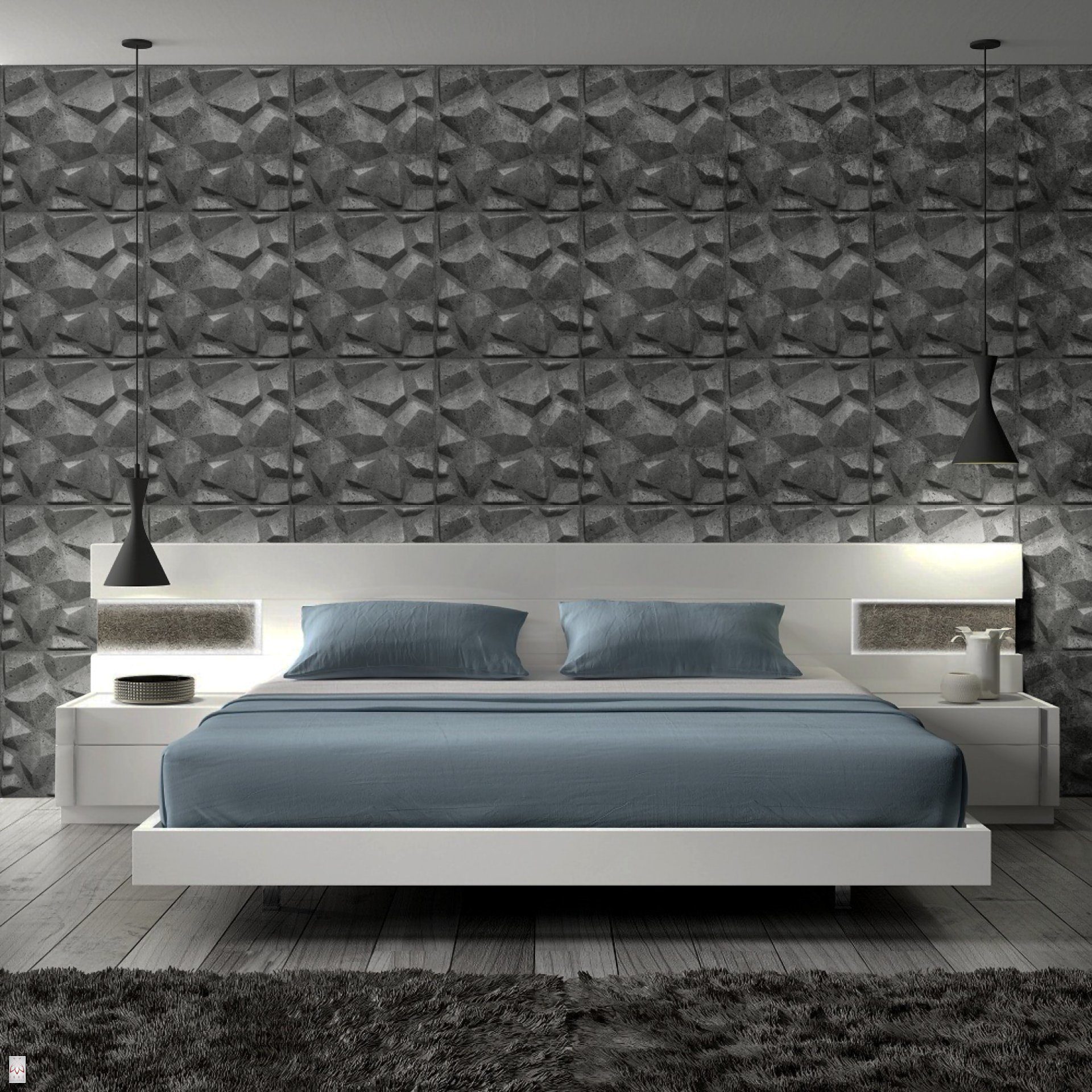 IKHEMalarka 3D Wandpaneel 4m²/16PCS Wandverkleidung Deckenpaneele POLYSTYROL Betonlook, BxL: 50,00x50,00 cm, 0,50 qm