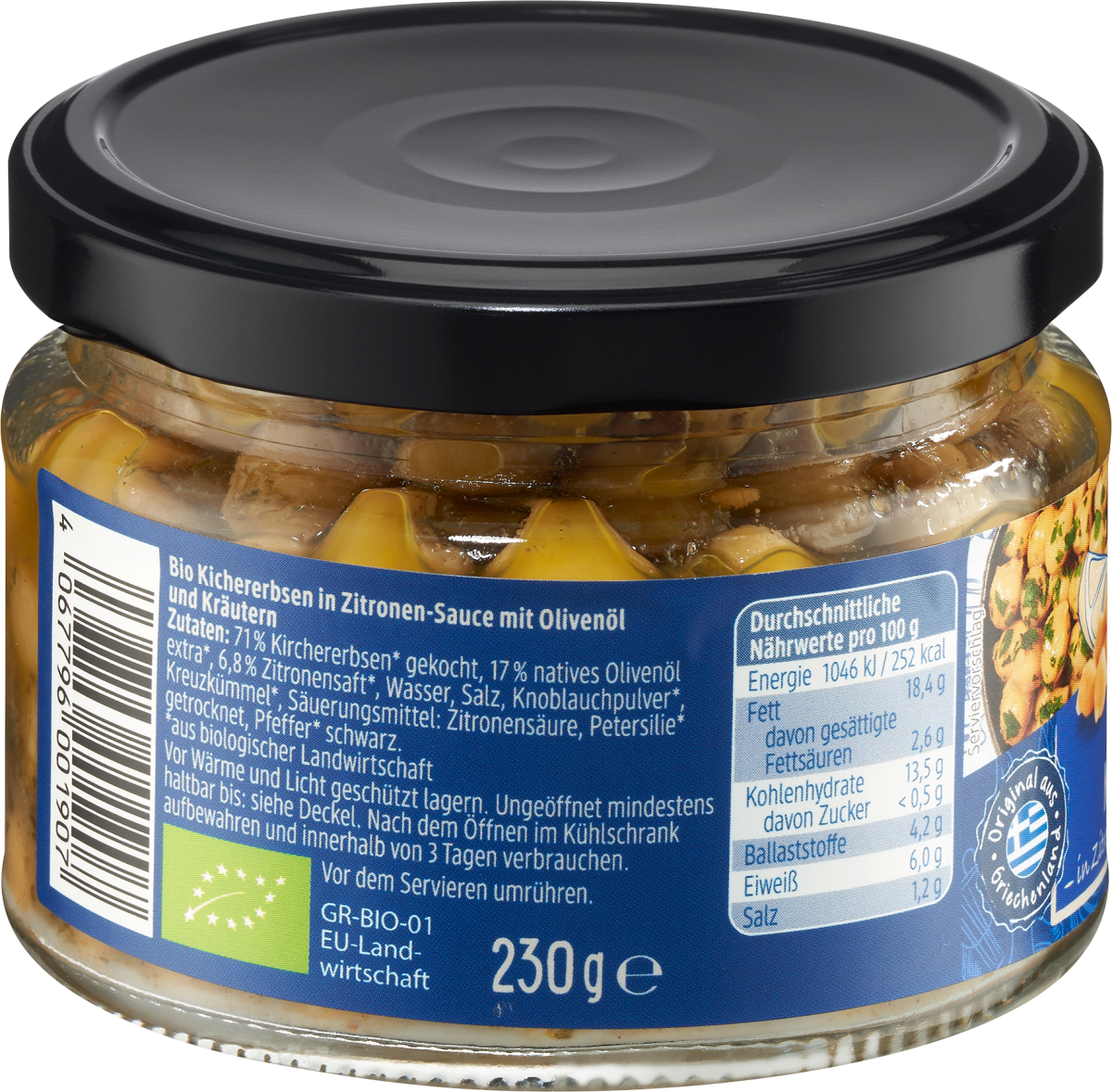 Kichererbsen in Zitronen-Olivenöl, 230 g