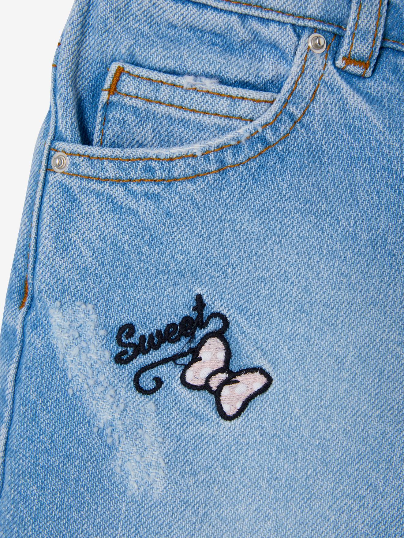 Minnie Kinder Jeans-Shorts Disney MINNIE MAUS, bestickt - bleached