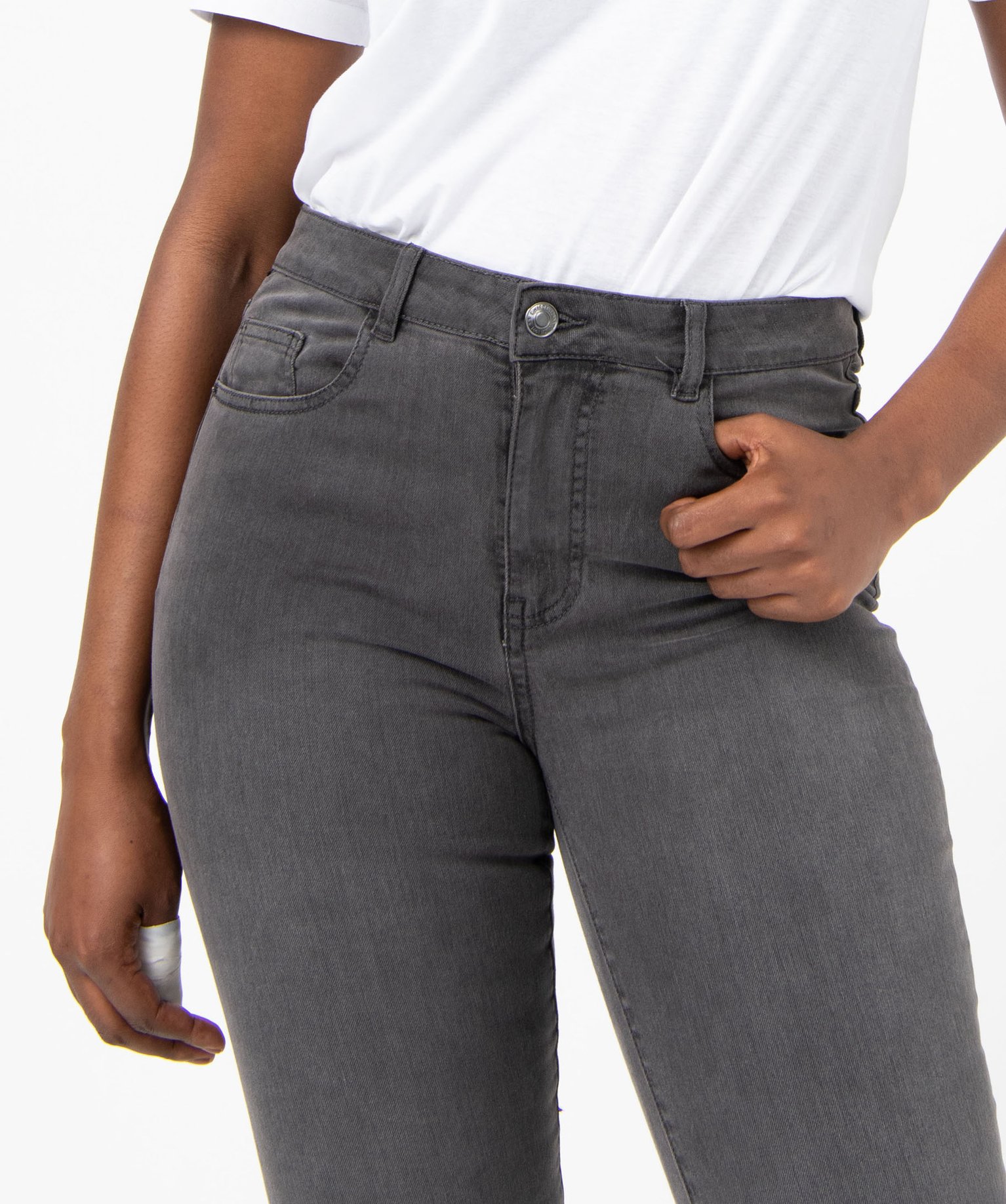 Jean femme coupe Slim taille haute grey | GEMO