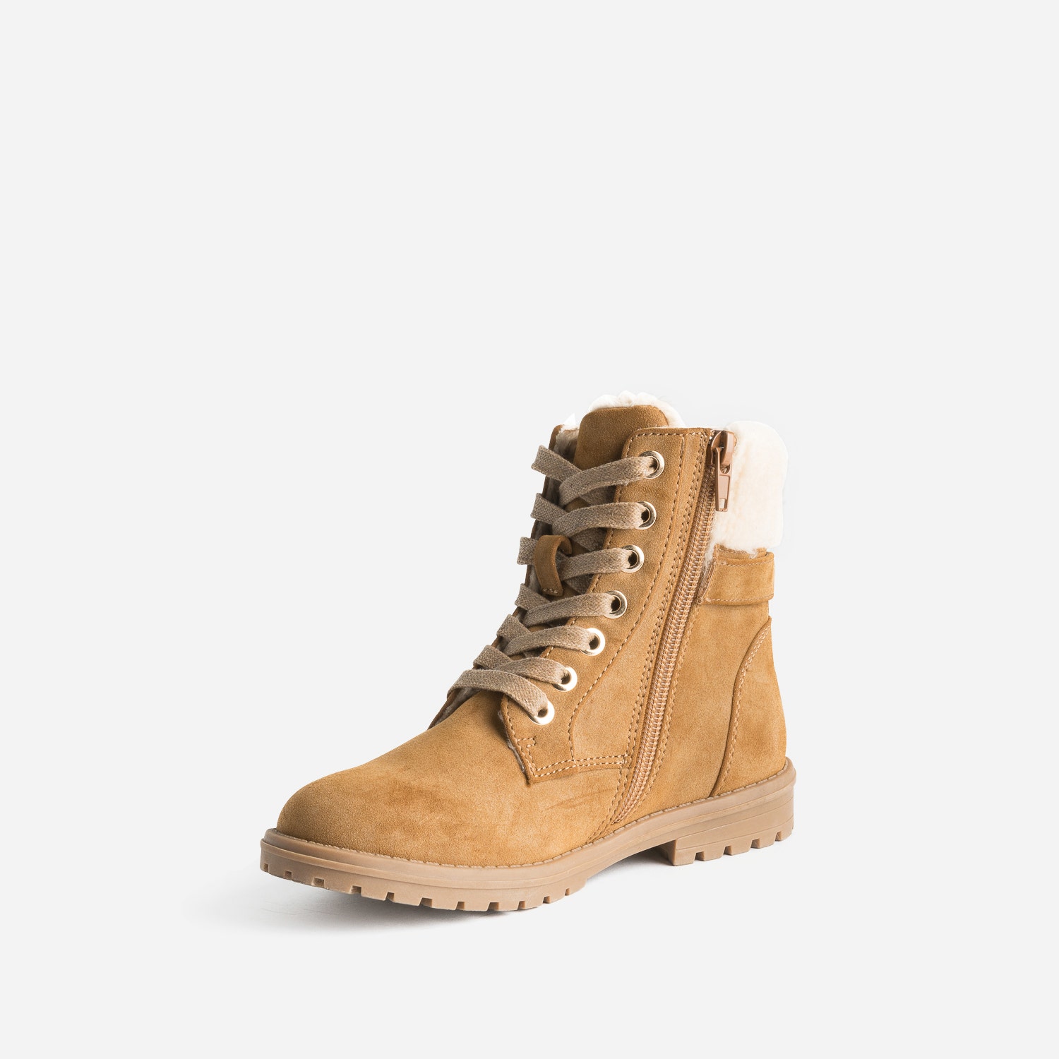 Boots à lacet camel suédé fourré