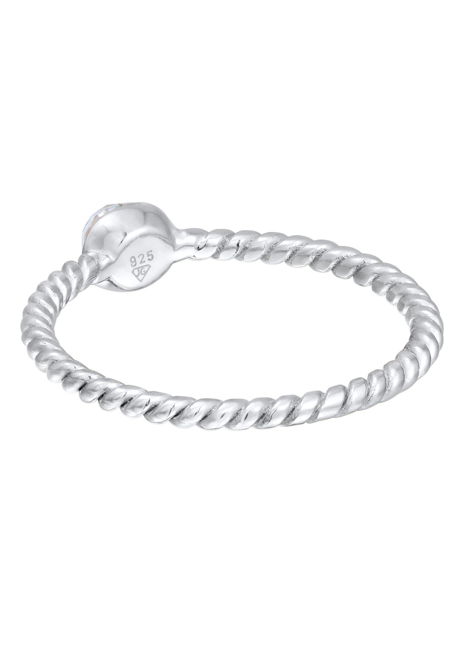 Ženski prstan Elli Twisted Solitaire s kristali iz srebra 925 in pozlačen