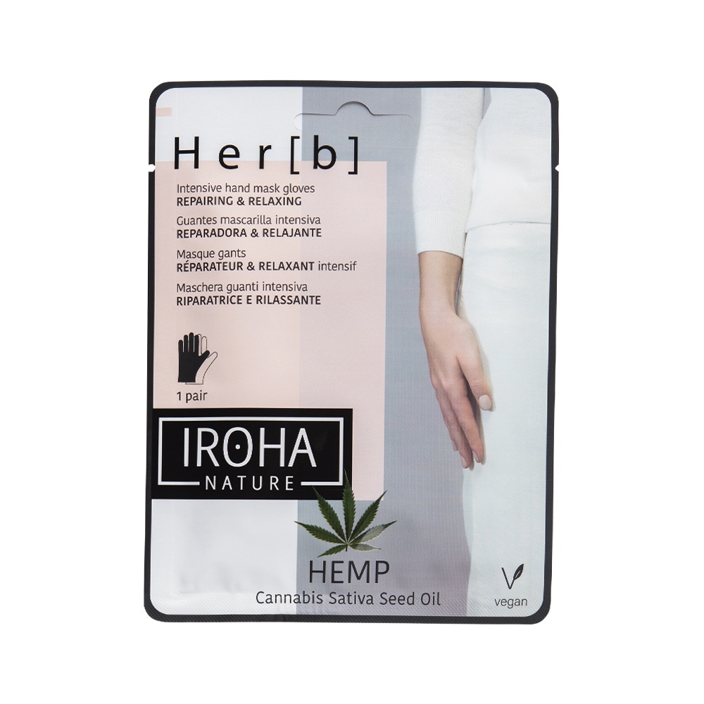 iroha Masque gants intensif RÉPARATEUR & RELAXANT - HUILE DE GRAINES  DE CHANVRE Gants