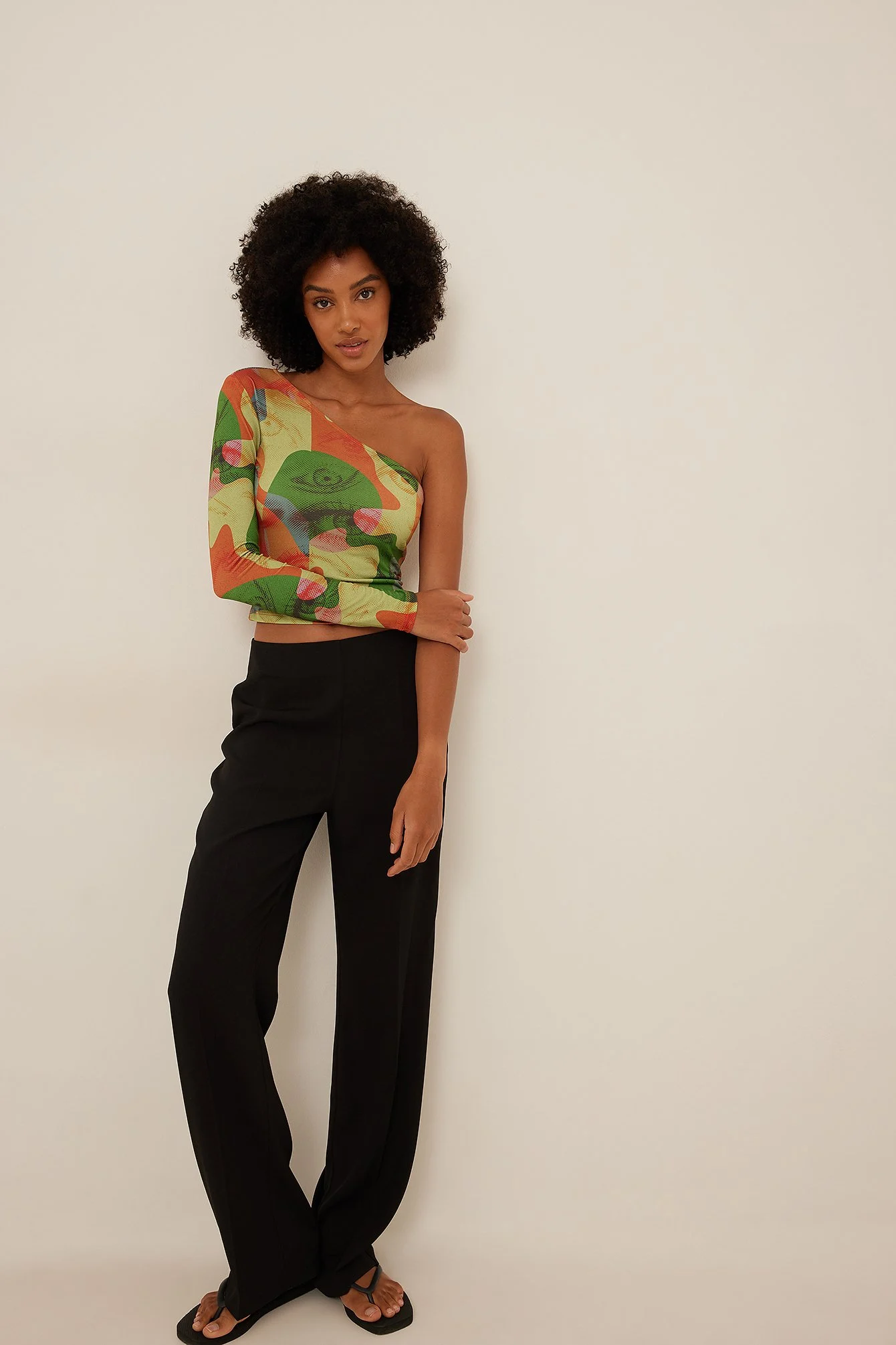 Bedrucktes One-Shoulder-Top