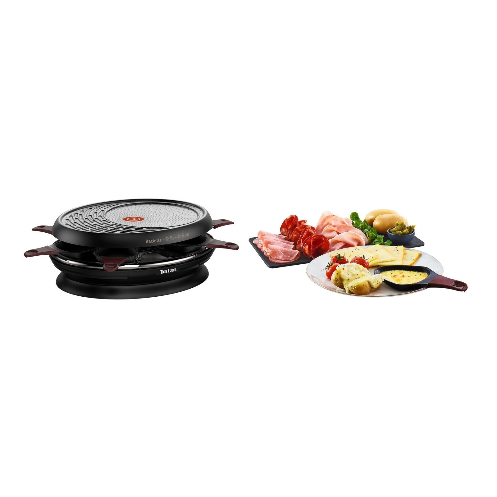 Tefal Raclette RE3208, Inklusive 8 Pfännchen, Raclette und Crêpe