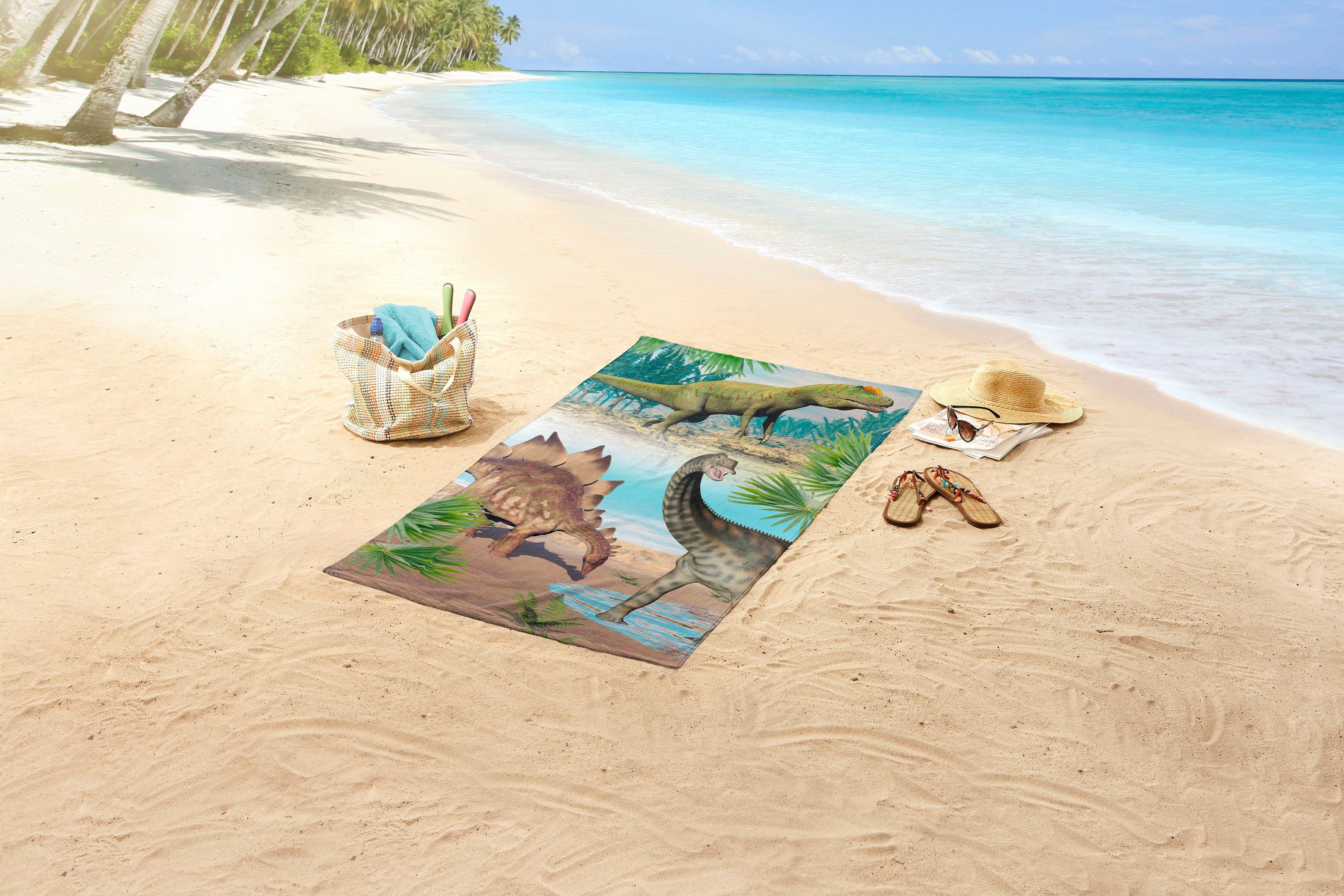 good morning Strandtuch Dino, Microfaser (1-St), schnell trocknet