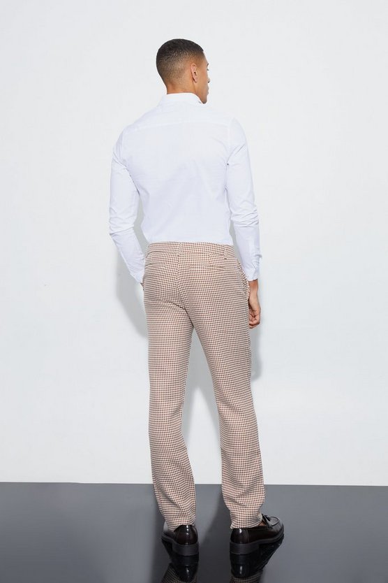 Gerade Bouclee-Hose mit Hahnentritt-Print