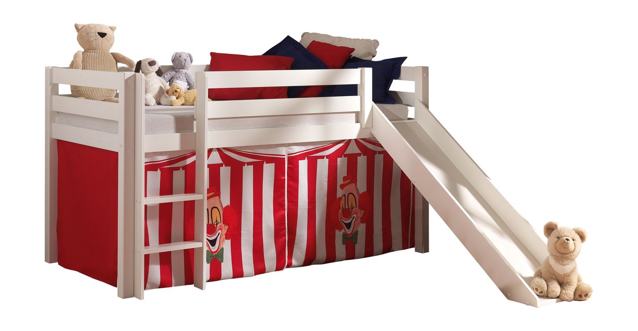 VIPACK Spielbett Pino mit Rutsche und Textilset 