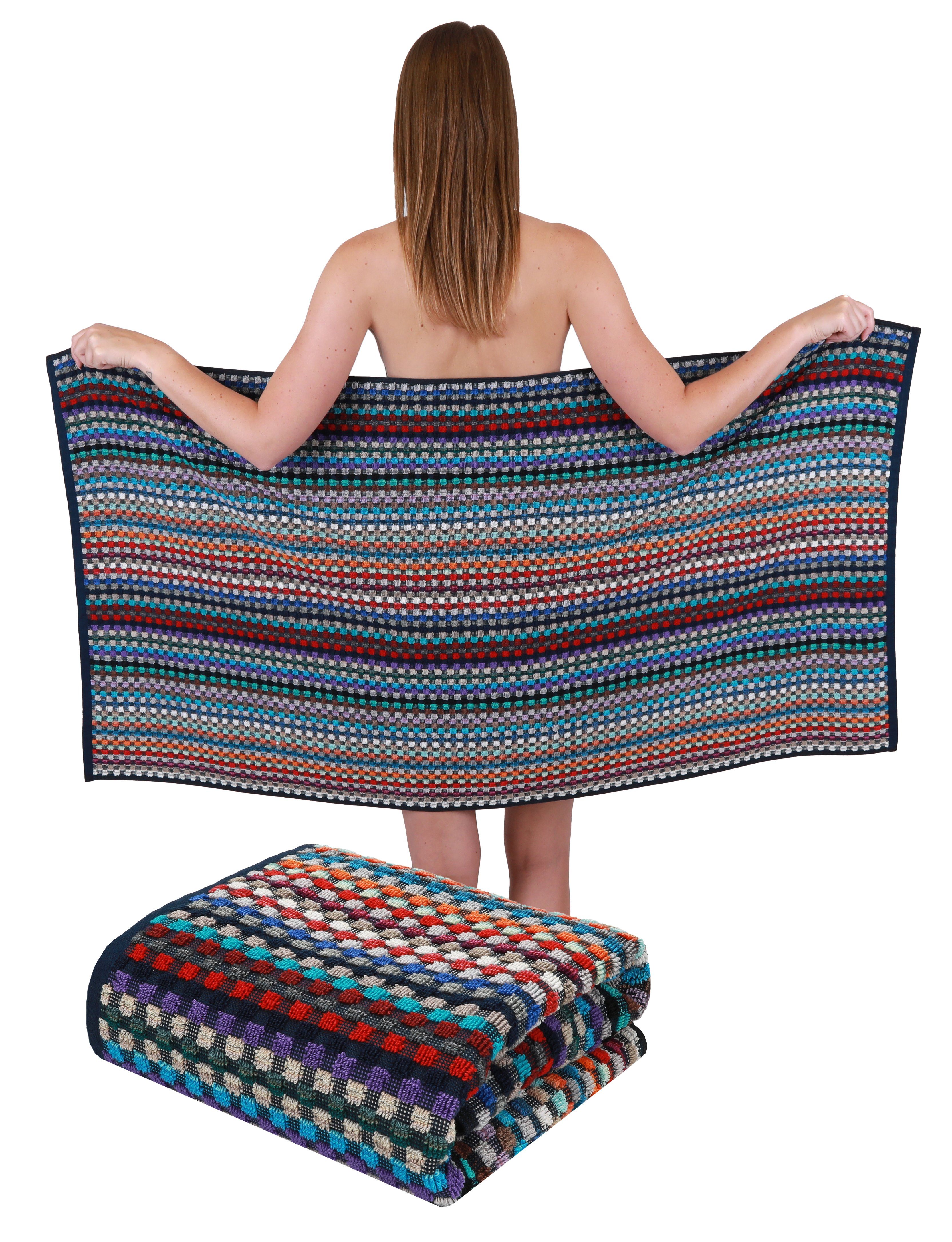Betz Badetuch 2 Stück XXL Duschtücher 100% Baumwolle Karo BUNT Größe 70x140 cm