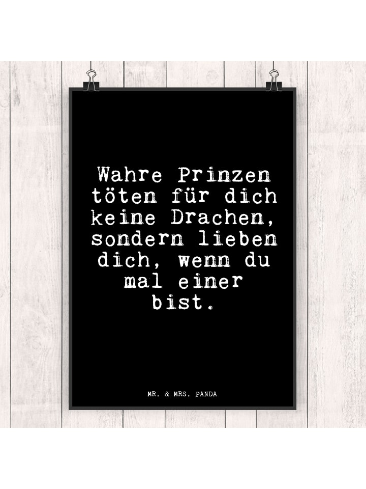 Mr. & Mrs. Panda Poster Wahre Prinzen töten für... mit Spruch in Schwarz günstig kaufen