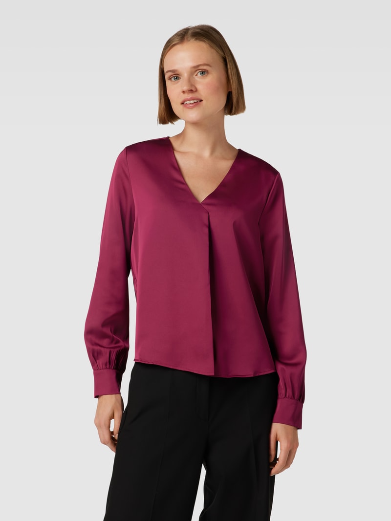 Bluse mit V-Ausschnitt Modell 'ELLETTE' in bordeaux rot
