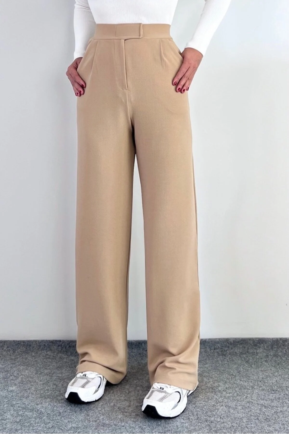Ritnice  Line Palazzo-Hose aus Lycra für Damen mit Klettverschluss, Beige