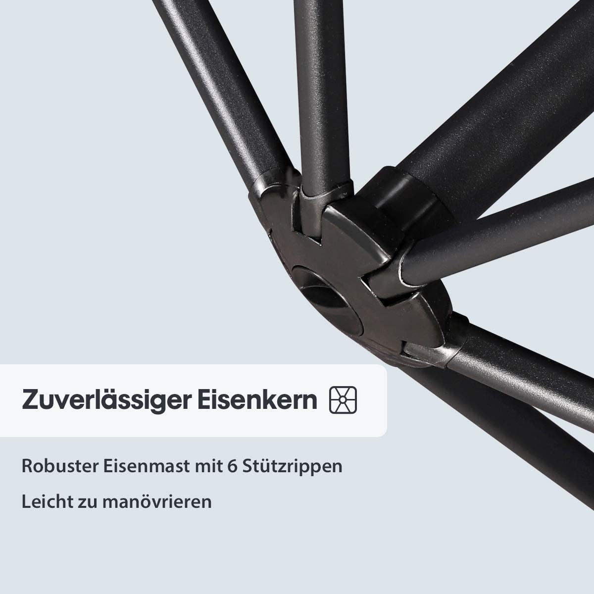 Sekey Sonnenschirm 3m Ampelschirm Kurbelschirm, UV50+, ohne Schirmständer