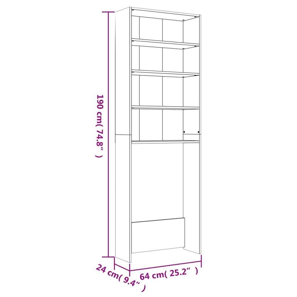 vidaXL Waschmaschinenumbauschrank Waschmaschinenschrank Betongrau 64x24x190 cm