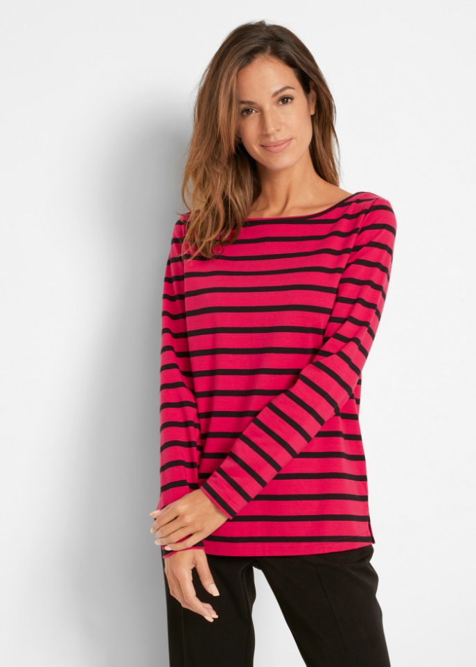 Langarmshirt mit U-Boot-Ausschnitt (2er Pack)