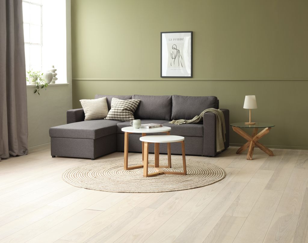 MARSLEV MARSLEV Schlafsofa mit Chaiselongue, dunkelgrau