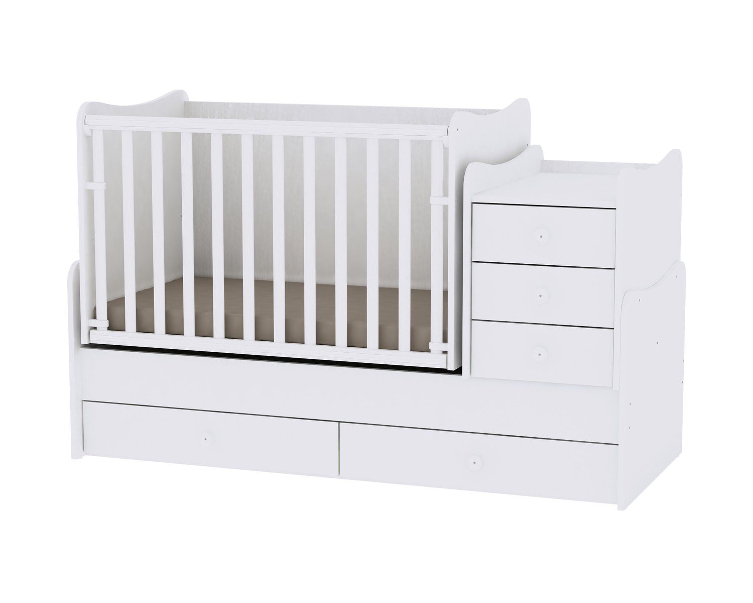 Lorelli Komplettbett Babybett Maxi Plus New, Schaukelfunktion Jugendbett Schrank Schreibtisch