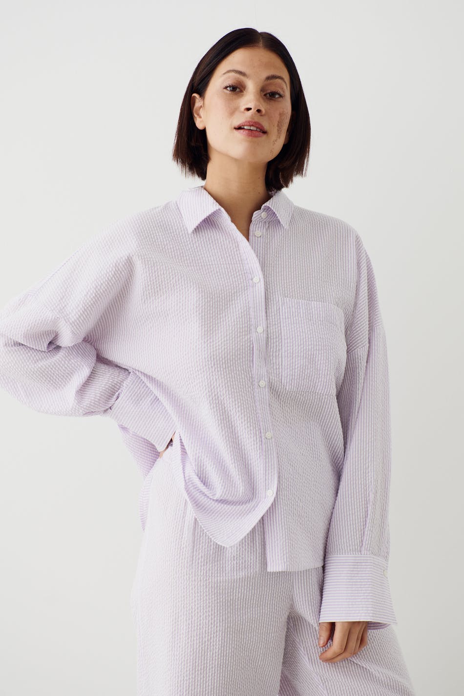 Seersucker pyjamas shirt