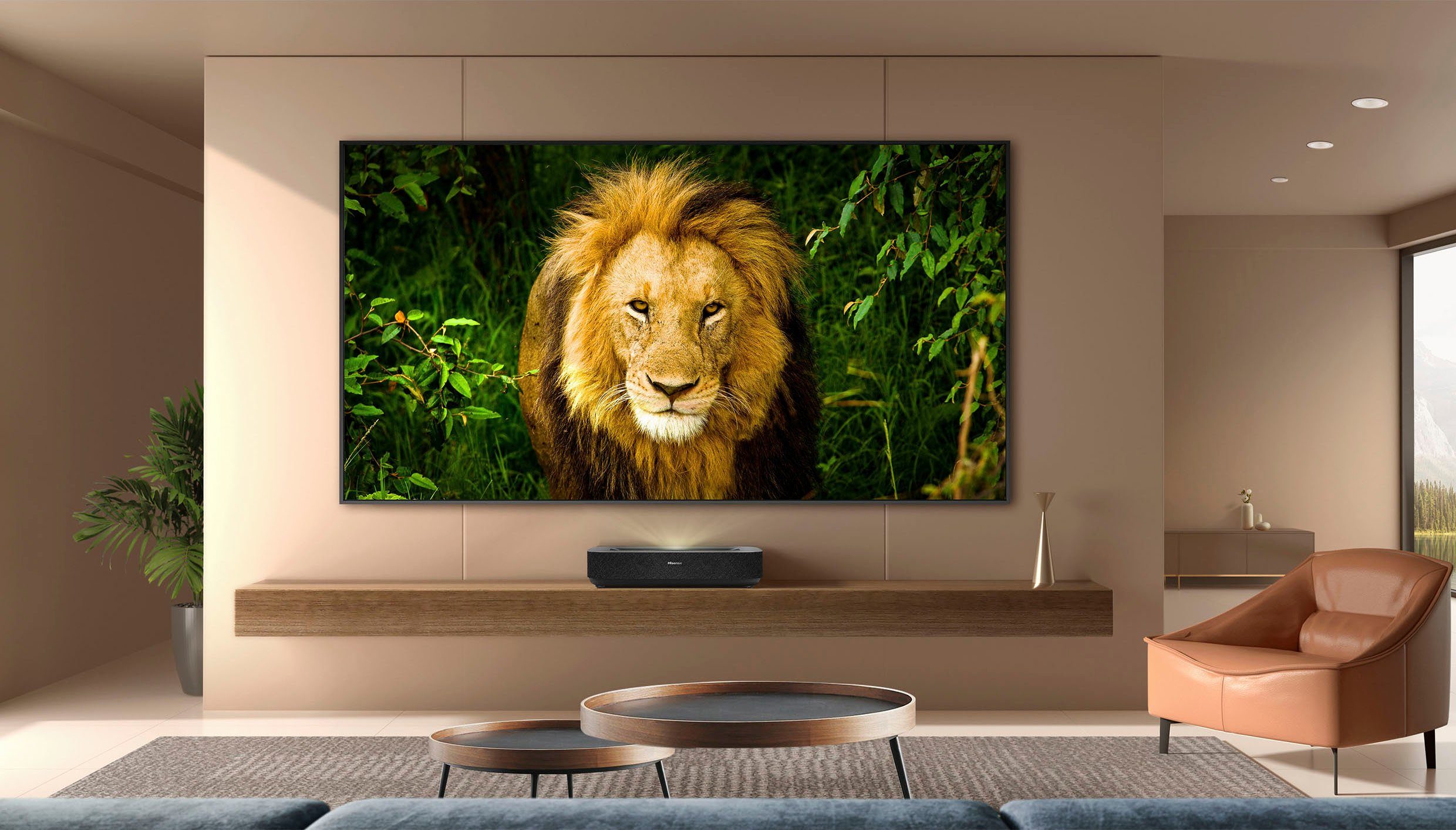 Hisense Hisense 90L5HD Daylight Screen (90 Zoll) Laser Projektor DLP-Beamer (2100 lm, 3840 x 2160 px, 4K, HDR, Game Mode, Dolby Atmos)