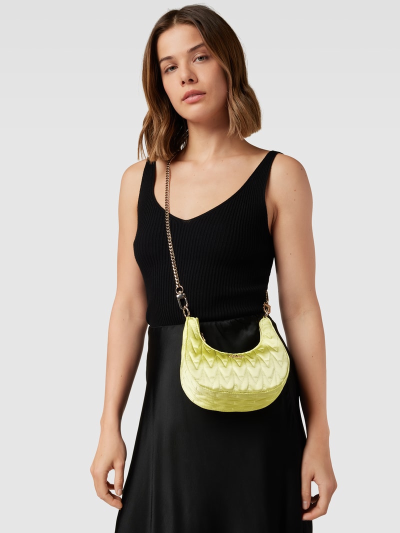 Hobo Bag mit Label-Applikation Modell 'GOLDEN ROCK' in hellgrün