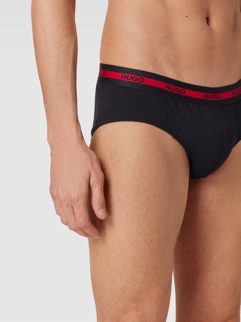 Slip mit elastischem Logo-Bund im 3er-Pack in schwarz