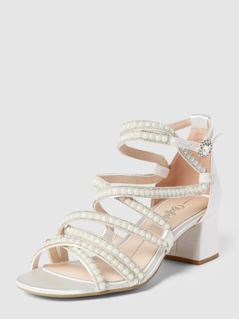 Sandaletten mit Zierbesatz Modell 'LUCY' in offwhite