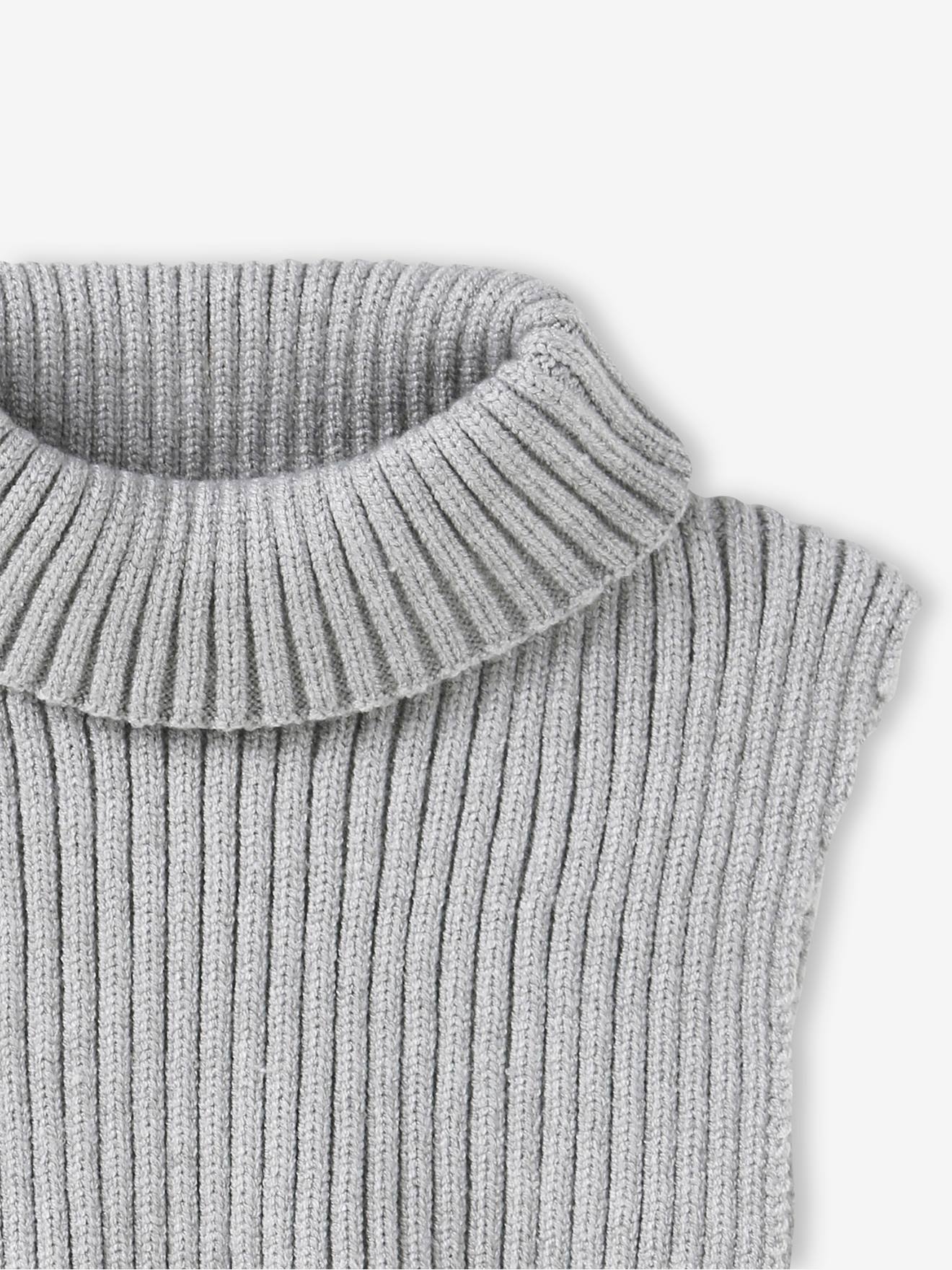 Faux-col en maille côtelée fille gris chiné
