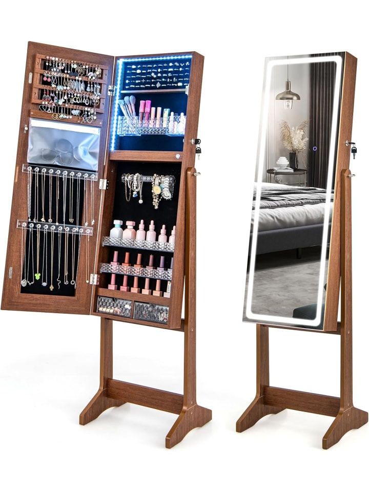 COSTWAY Schmuckschrank mit LED in Braun günstig kaufen onesize