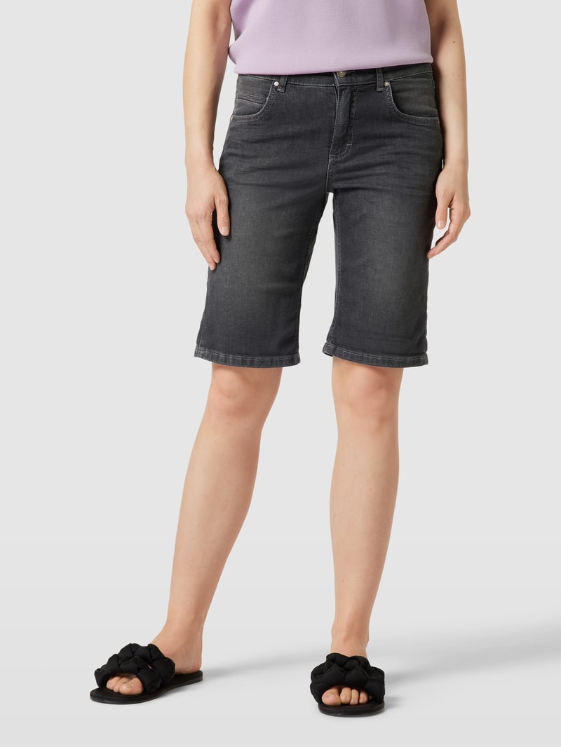 Jeansshorts mit Label-Patch in dunkelgrau