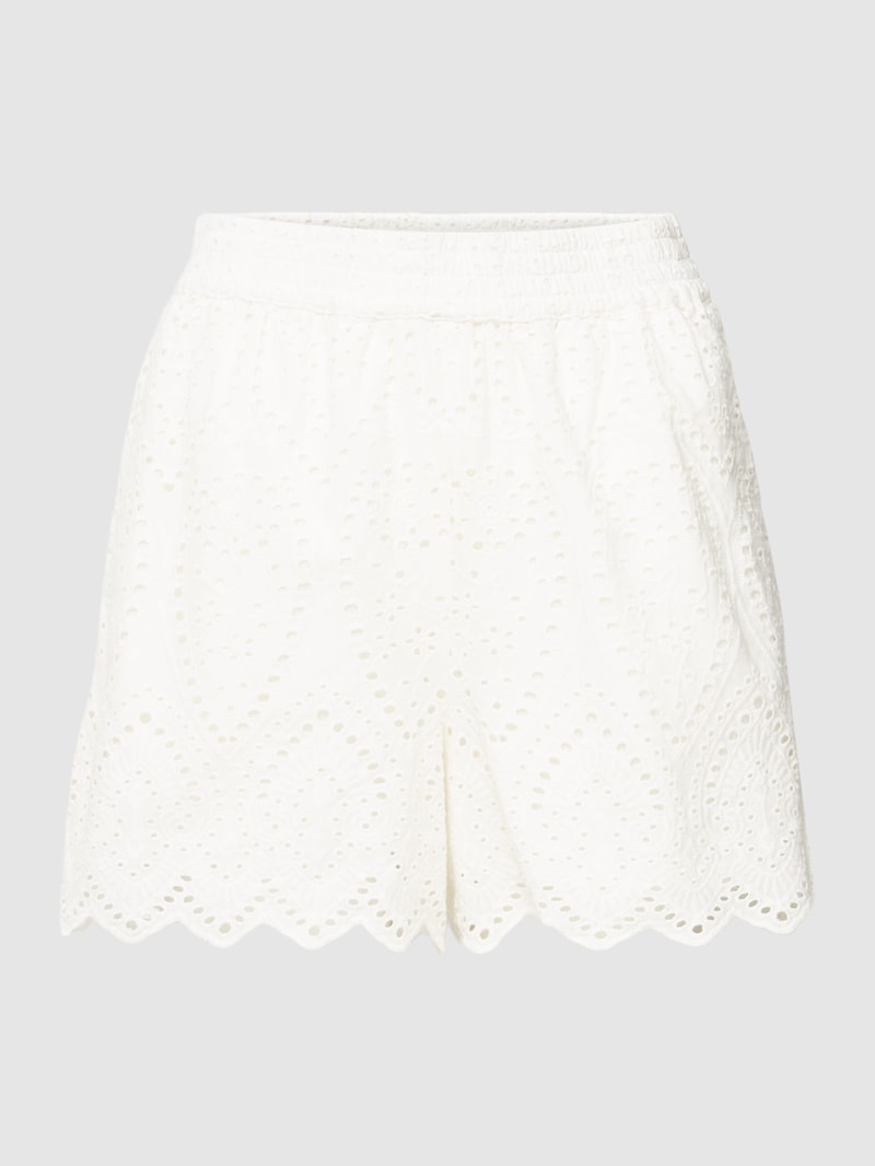 Shorts mit Lochstickerei Modell 'Holi' in weiß