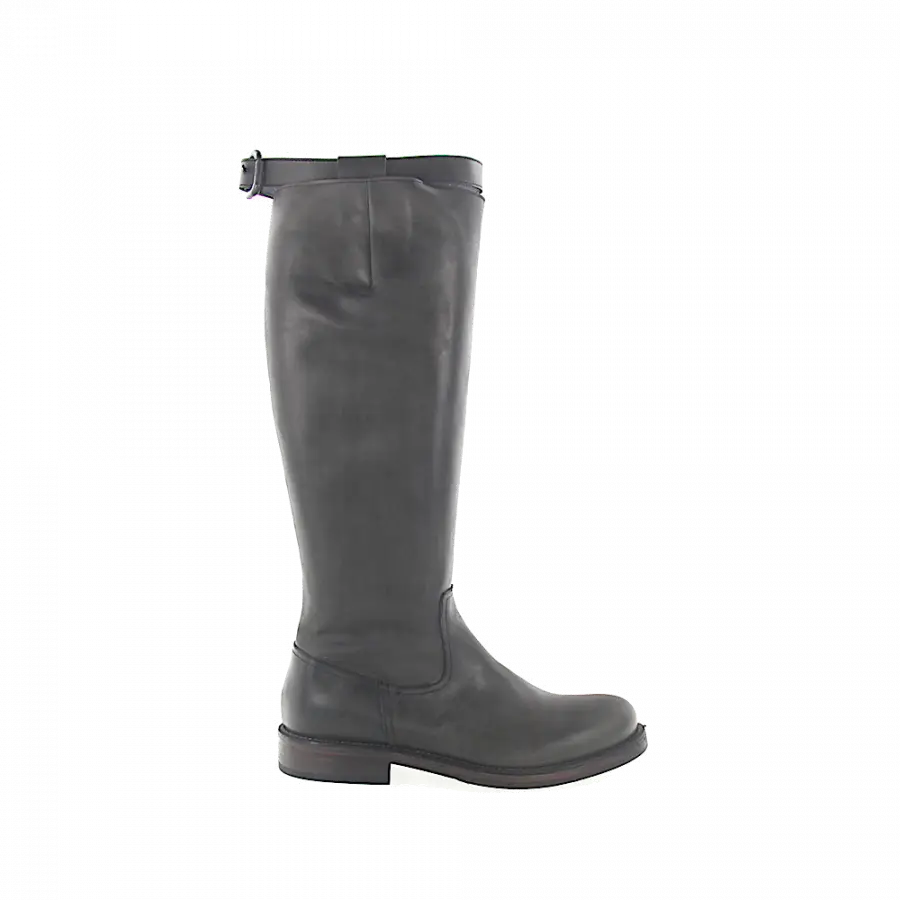Budapester - Stiefel Glattleder Kalbsleder Zierschnalle grau - grau